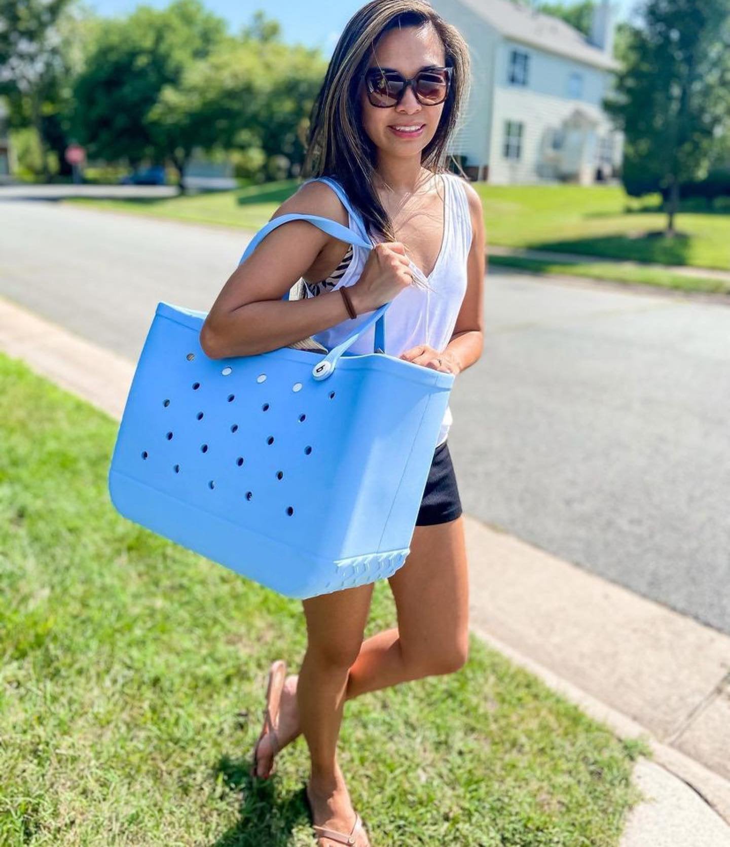 Άκαμπτη τσάντα παραλίας - Πολύχρωμο σχέδιο και μεγάλη χωρητικότητα