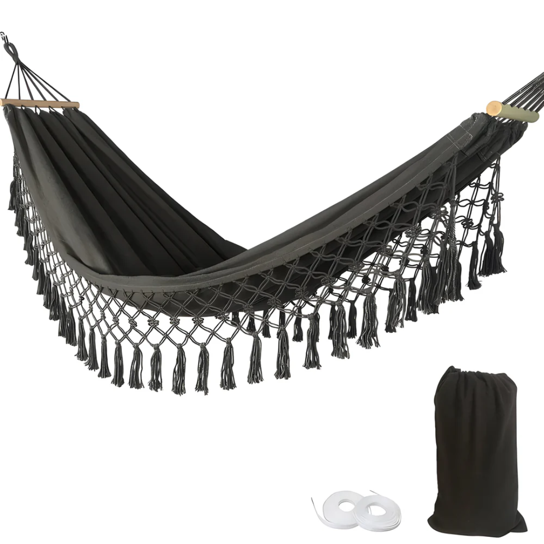 Hamac Exterior Bohémian – Relaxare Stilată și Ambianță Calmă