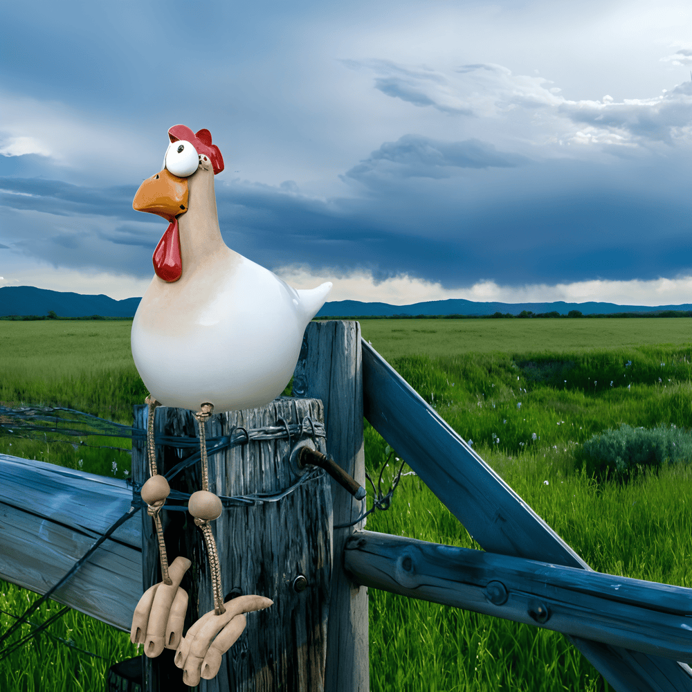 ビッグ・アイド・ルースター像 - オリジナル装飾と楽しいディテール