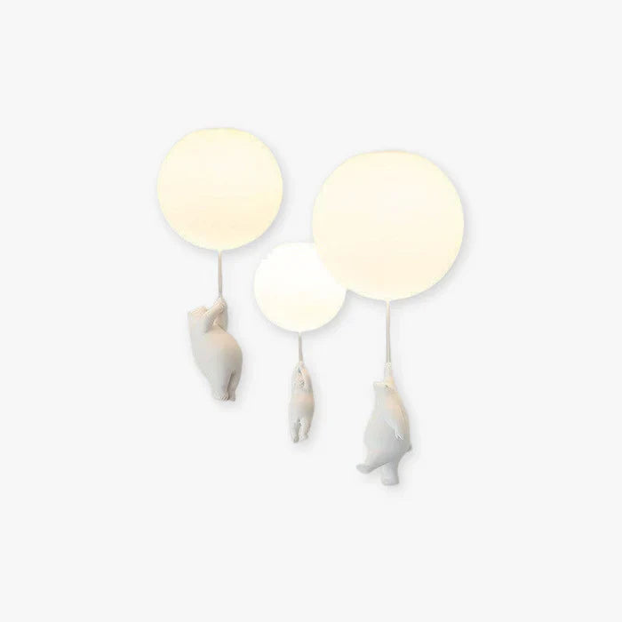 Plafonnier Enfant — Oursons Suspendus À Des Ballons Lumineux