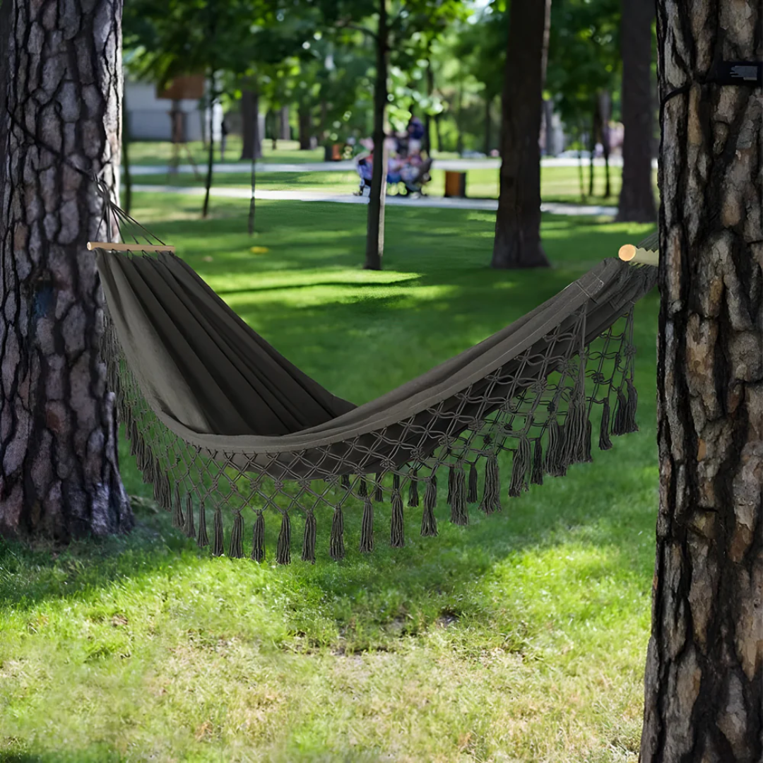 Exteriérový hamak bohémsky – Štýlová relaxácia a upokojujúca atmosféra 