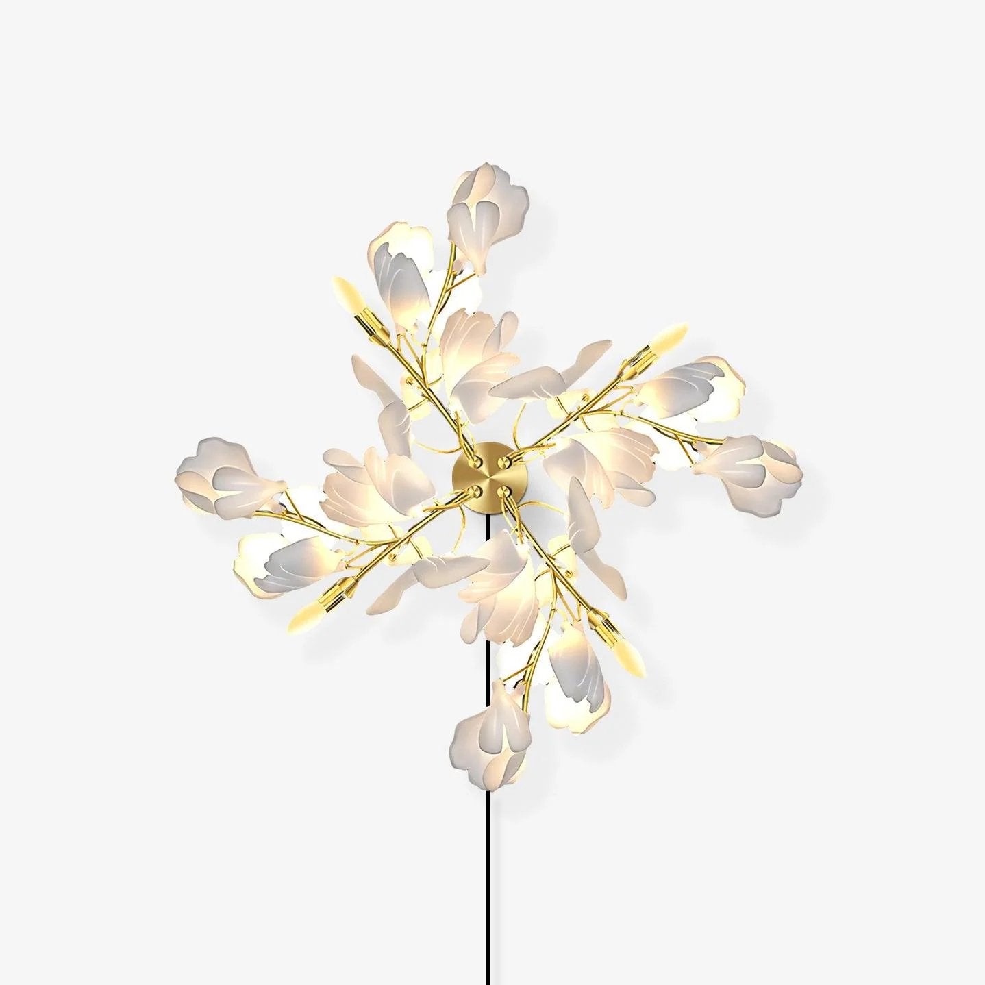 Blommig vägglampa - Gyllene elegans & Mjukt ljus
