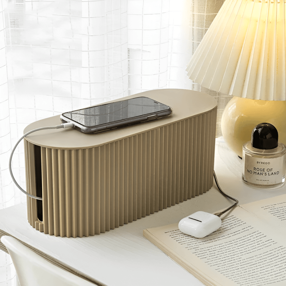 Caja de almacenamiento de cables minimalista: organización limpia y diseño elegante