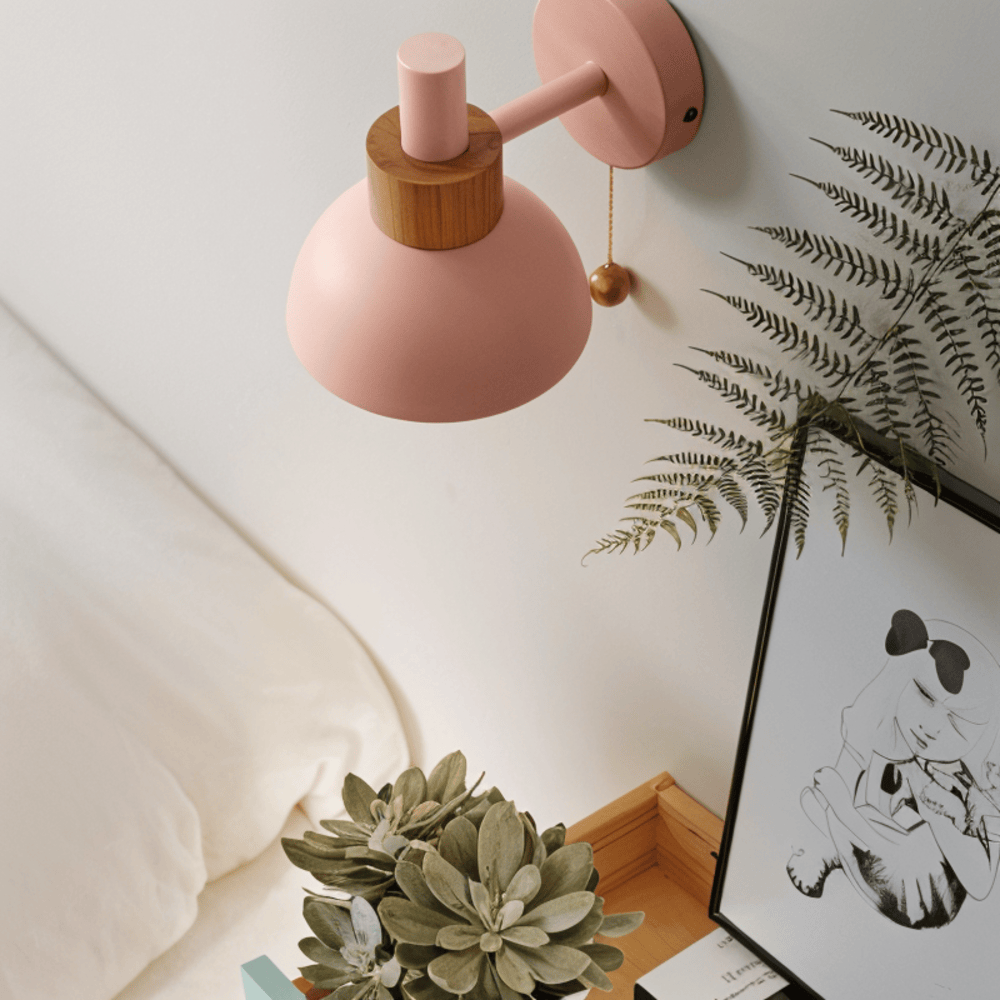 Pastelkleurige wandlamp met trekschakelaar - Zachte verlichting & moderne stijl