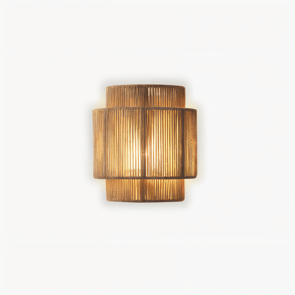 Rotan wandlamp met henneptouw kap - natuurlijk licht & authentieke charme