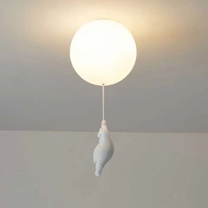 Plafonnier Enfant — Oursons Suspendus À Des Ballons Lumineux