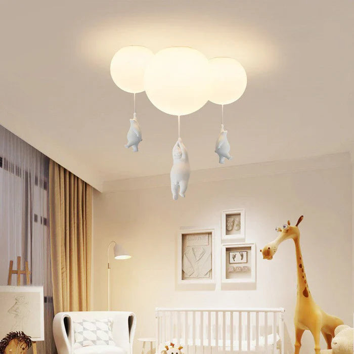 Lampadario Bambini — Orsetti Appesi A Palloni Luminosi 