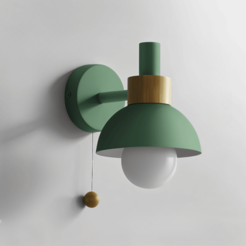 Pastelkleurige wandlamp met trekschakelaar - Zachte verlichting & moderne stijl