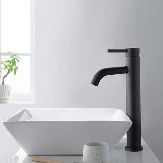 Høyt Servantkran – Elegant Matt Svart Finish 