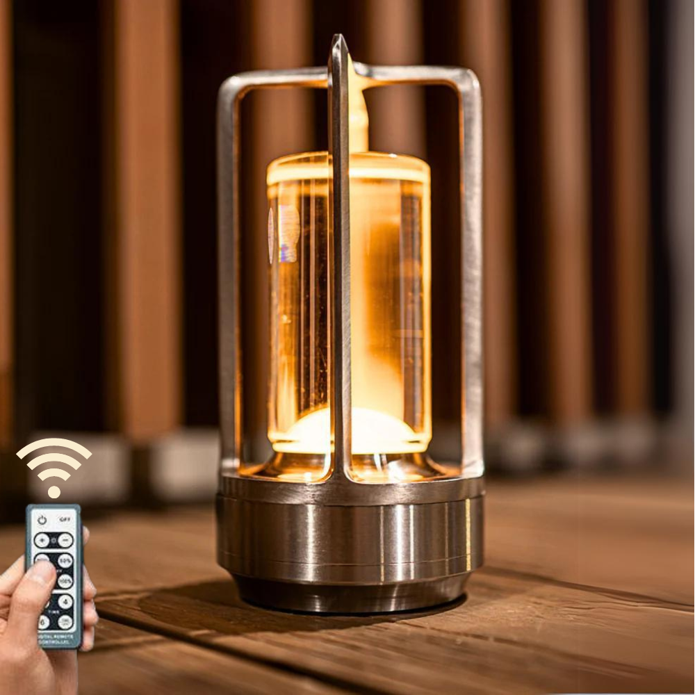 Lâmpada de Mesa Recarregável – Luz Filtrada e Estilo Intemporal 