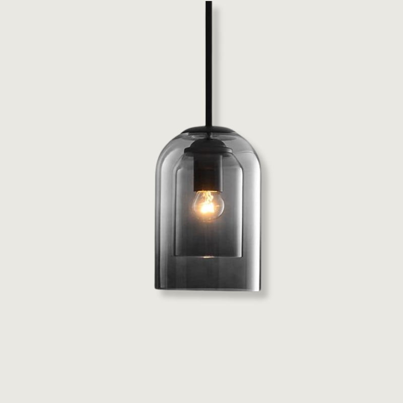 Szklana lampa wisząca w stylu vintage - podwójne metaliczne wykończenie