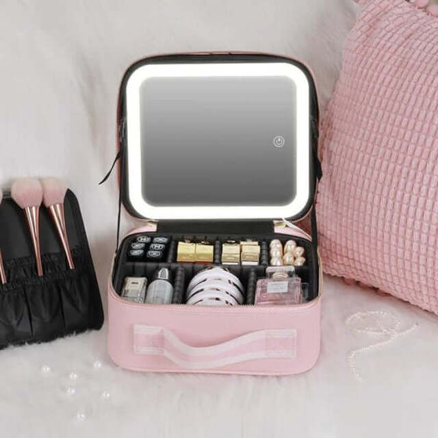 LED Mirror Makeup Bag